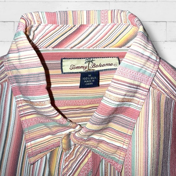Tommy Bahama 100% Silk Striped Long Sleeve Shirt Men’s Medium Multicolor Luxe - Picture 8 of 14